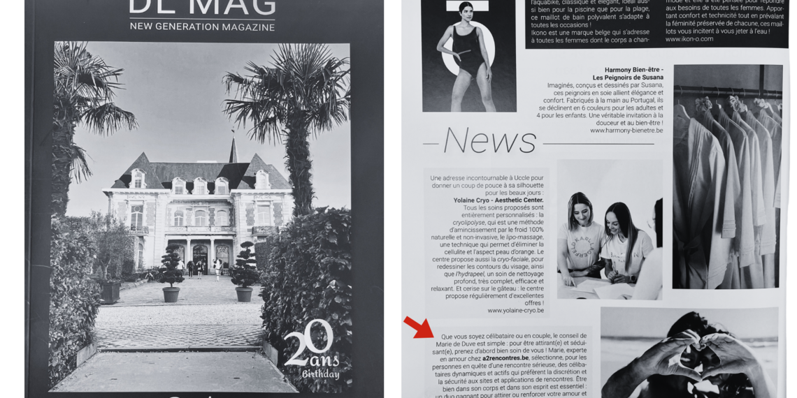 Le magazine du club David Lloyd met à l’honneur Marie de Duve, experte en amour chez A2 Rencontres. 